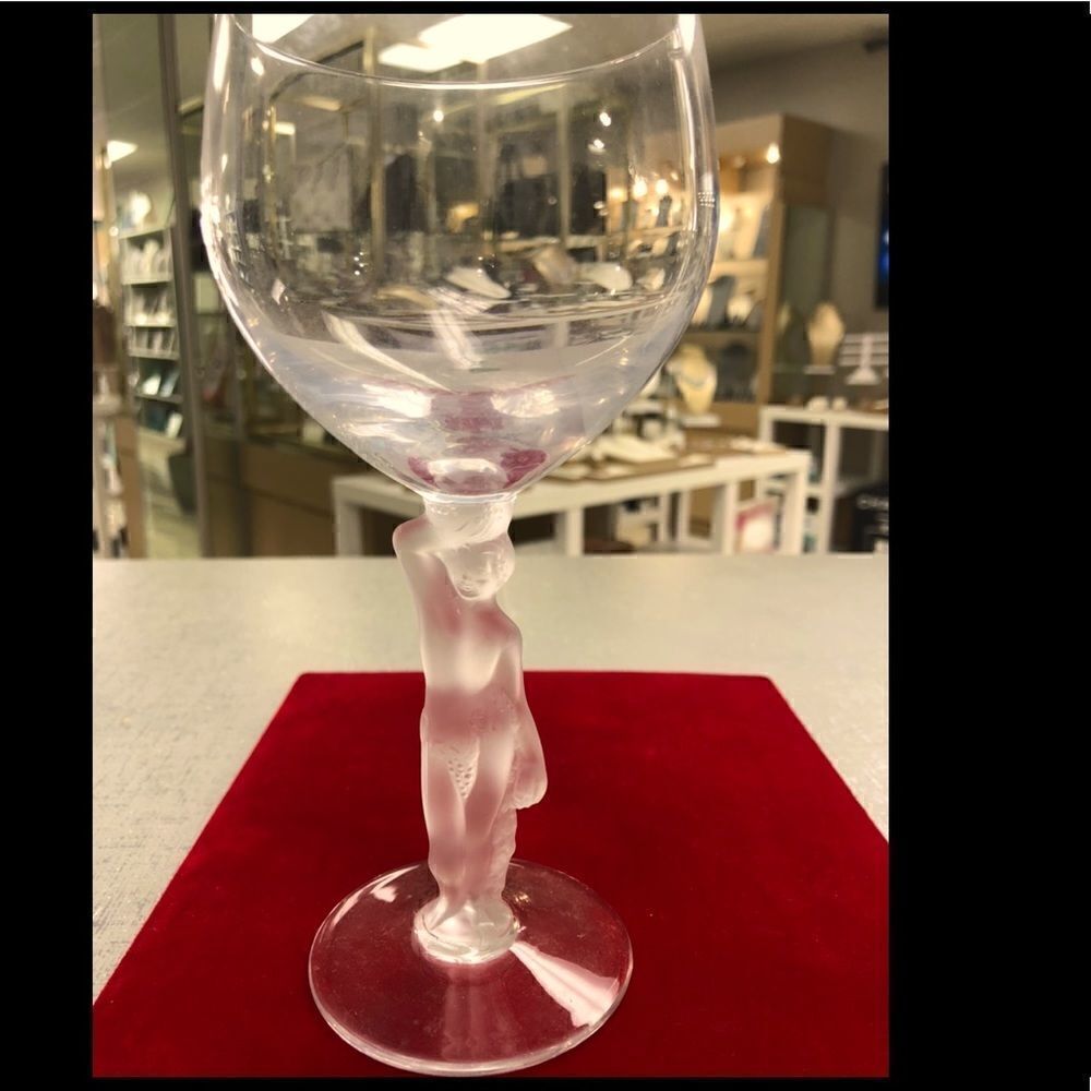 Vintage Bayel Bacchus by France Male-Nude Frosted champagne wine stemmed glass